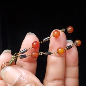 Hematite & Apricot Agate Earrings